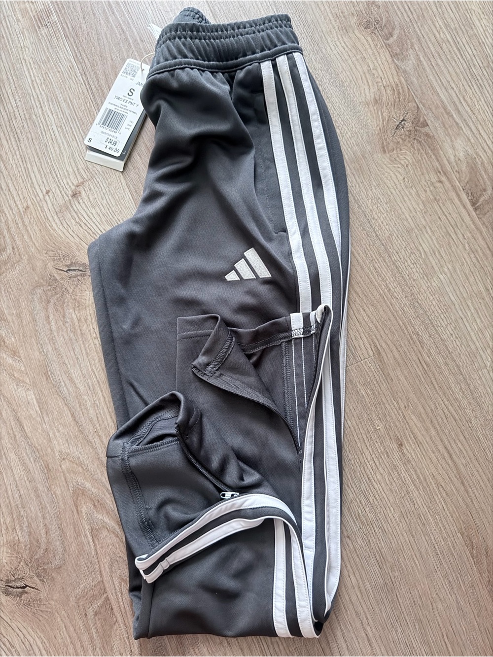 adidas Kids Charcoal Joggers with White 3-Stripes